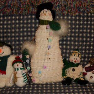 Lot 5 decorative snowmen‎ fabric, fleece, quilt
